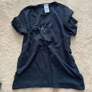 vintage ck calvin klein jeans logo t shirt top cotton black large short sleeve
